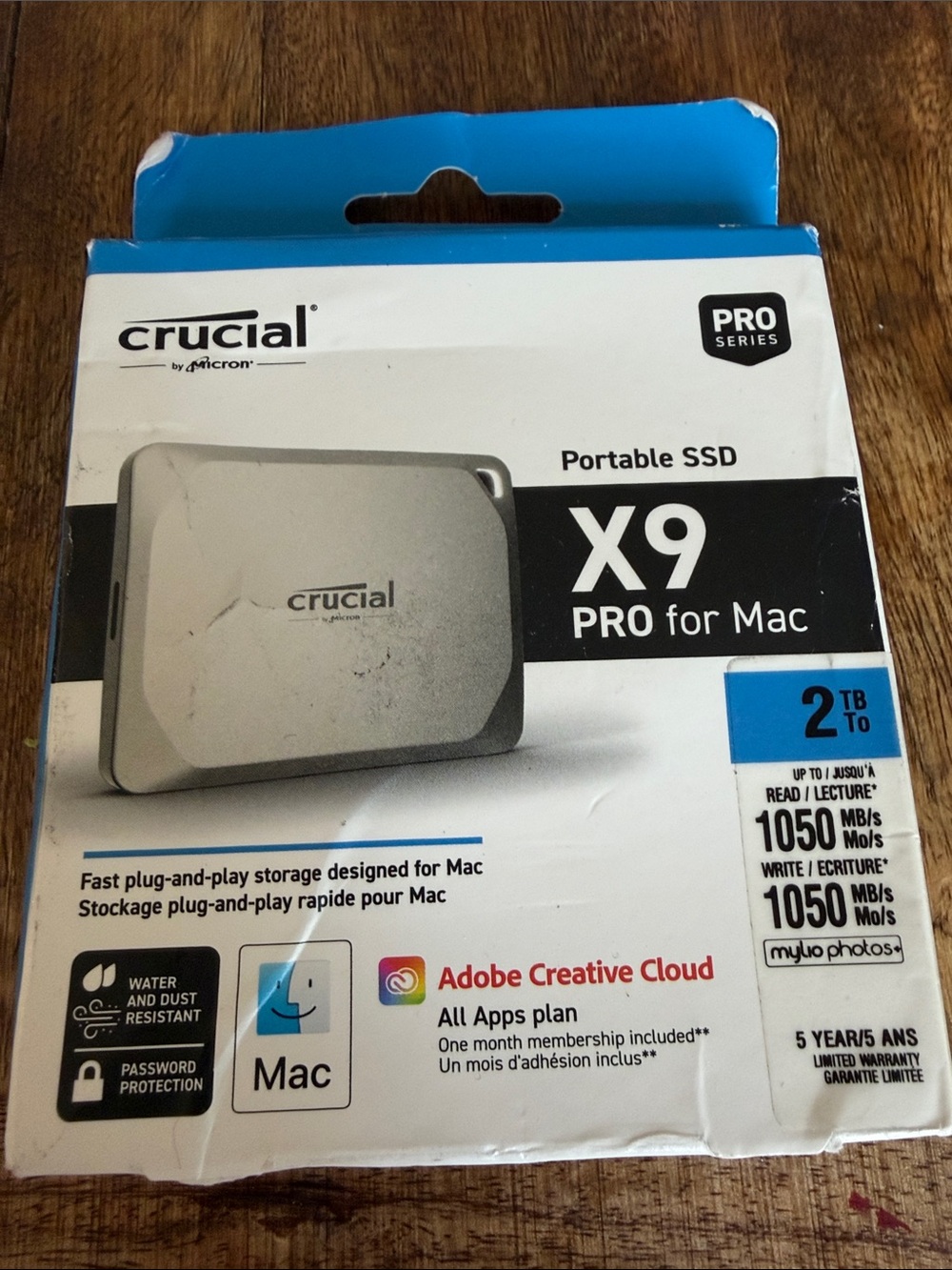 Crucial X9 Pro Portable SSD - Silver and Black Packaging